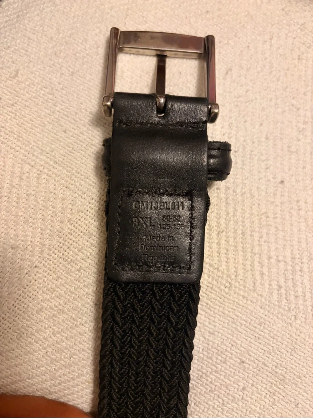 Men's Black Woven Stretch Belt with Silver Buckle